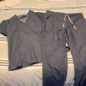 Heather Denim Figs Scrub Set